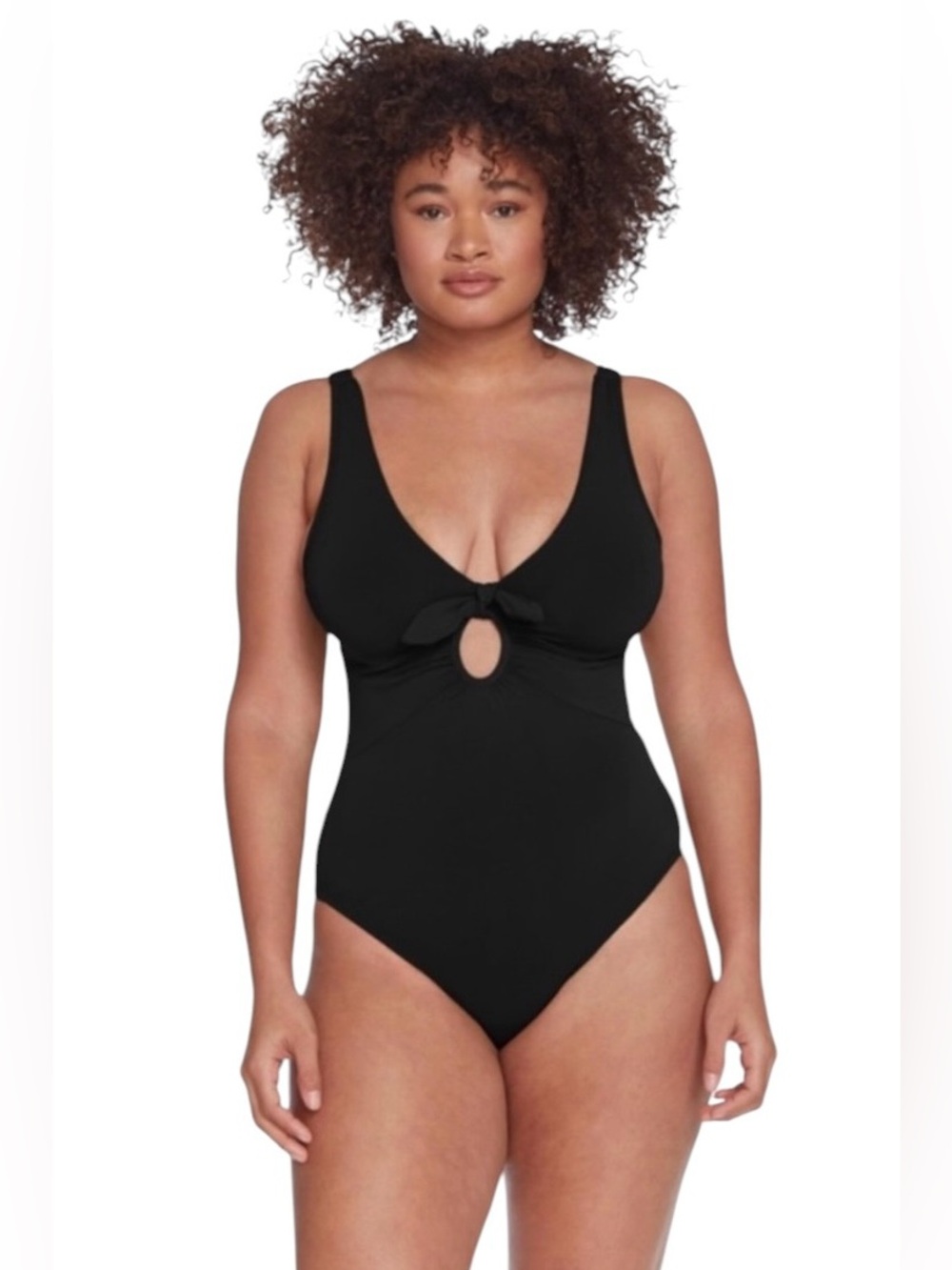 Robin Piccone Ava Knot Black One Piece Swimsuit Size 14